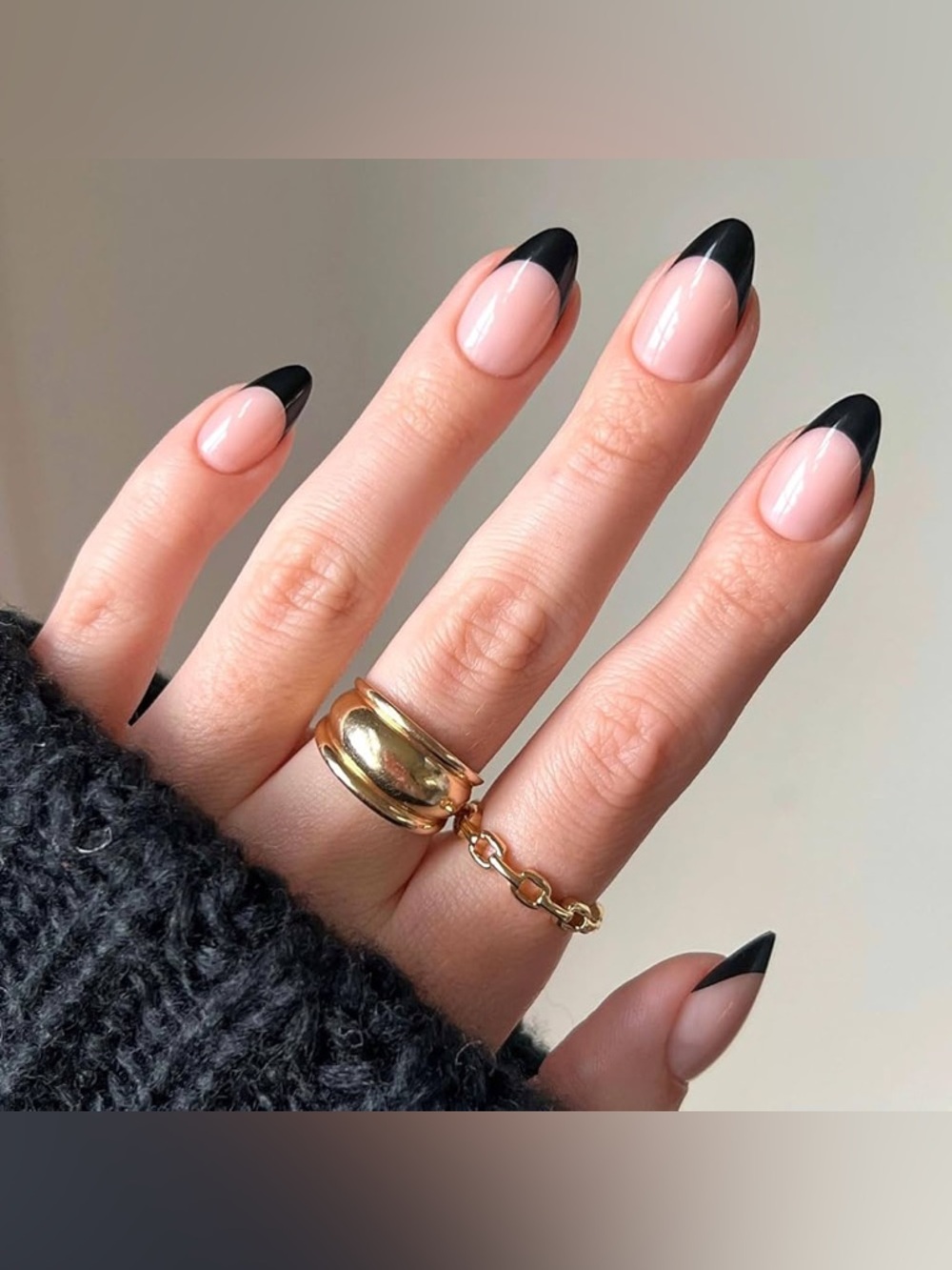 Glamnetic “Caviar” press on nails with Black French Tip